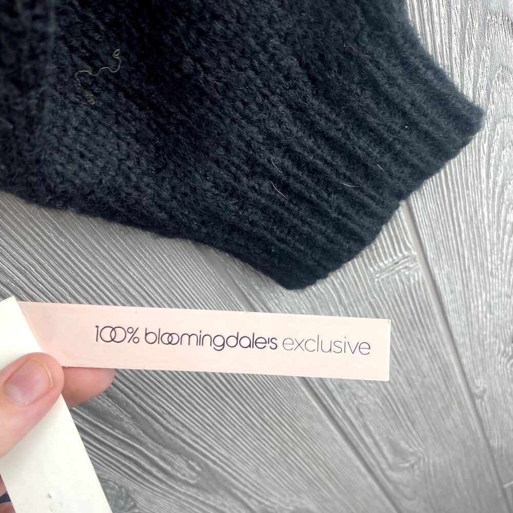 New $78 AQUA Women's Sweater MEDIUM Stripes Fringe Black & White Boho Knit NWT - Picture 6 of 9